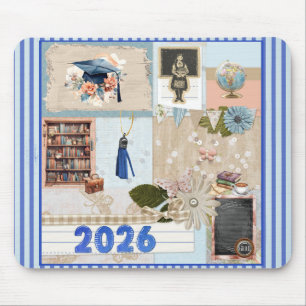 Afsluiting 2026 Meisje in Oude School, Blauw Muismat