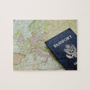 Afsluiting paspoort op Europese kaart Legpuzzel