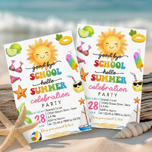 Afsluiting School Hallo Zomer Feest Uitnodiging
