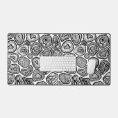 Afsnijdsels in zwart-wit bureaumat (Keyboard & Muis)