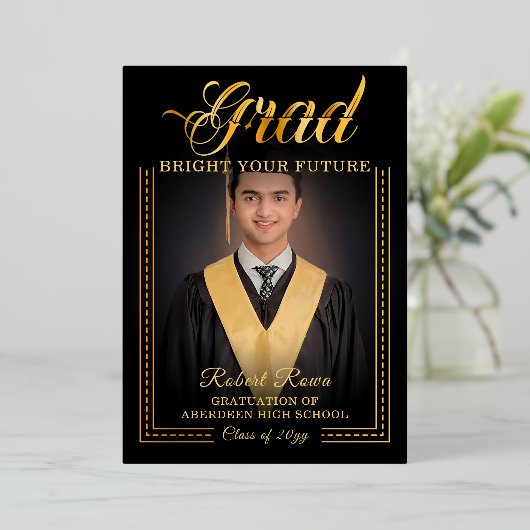 Afsol. Gouden greep Helder je toekomst op Folie Uitnodiging (Staand Voorkant)