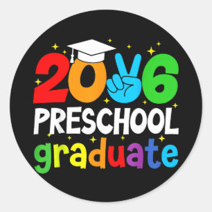 Afsoluterende kleuter 2026 grappige school ronde sticker