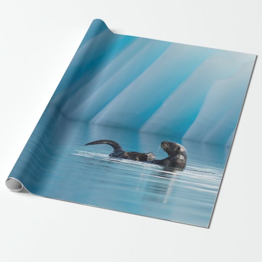 Afspeelbaar Zee Otter Cadeaupapier (Uitgerold)