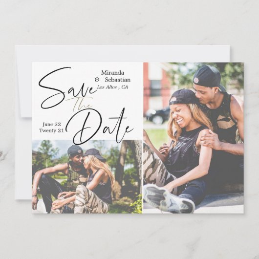 Afspeelbare Casual handgeschreven Typografie 2 Fot Save The Date (Voorkant)