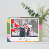 Afspeelbare moderne Abstracte foto-bruiloft op maa Bedankkaart (Staand voorkant)