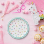 Afspeelbare pastel poka dot  papieren bordje (Feest)