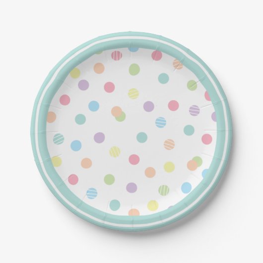 Afspeelbare pastel poka dot  papieren bordje (Voorkant)