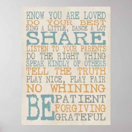 Afspeelkamerregels Poster (Voorkant)