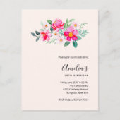 Afspeelse  roze bloemen uitnodiging briefkaart (Voorkant)