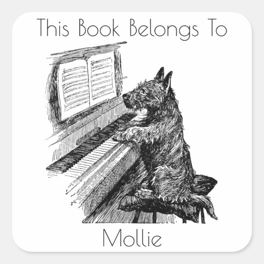 afspelen van de pianobookplaat vierkante sticker (Voorkant)