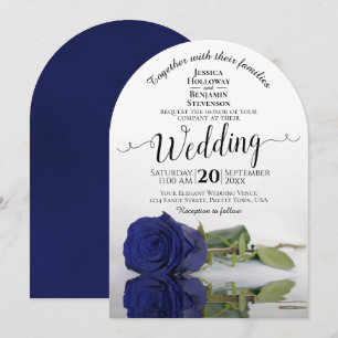 Afspiegeling van Navy Blue Roos Elegant Romantic W Kaart