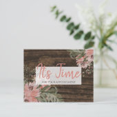 Afspraak herinnering Rustic Dark Wood Floral Briefkaart (Staand voorkant)