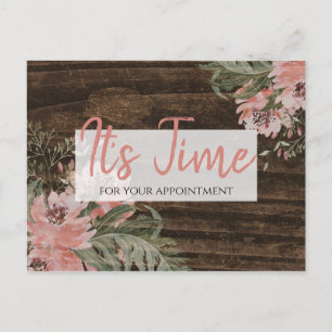 Afspraak herinnering Rustic Dark Wood Floral Briefkaart