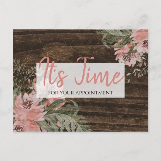 Afspraak herinnering Rustic Dark Wood Floral Briefkaart (Voorkant)