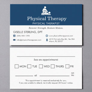 Afspraak in een modern fysiotherapiepraktijk afsprakenkaartje