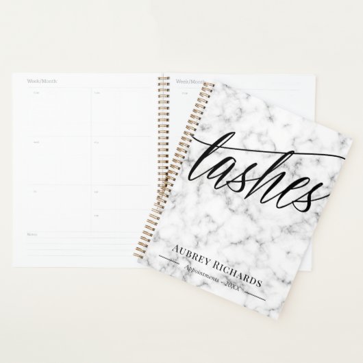 Afspraak voor Black Script & Marble Lashes Planner (Display)