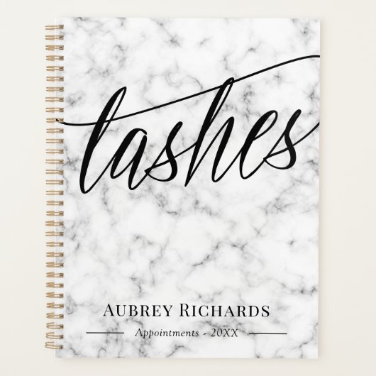 Afspraak voor Black Script & Marble Lashes Planner (Voorkant)