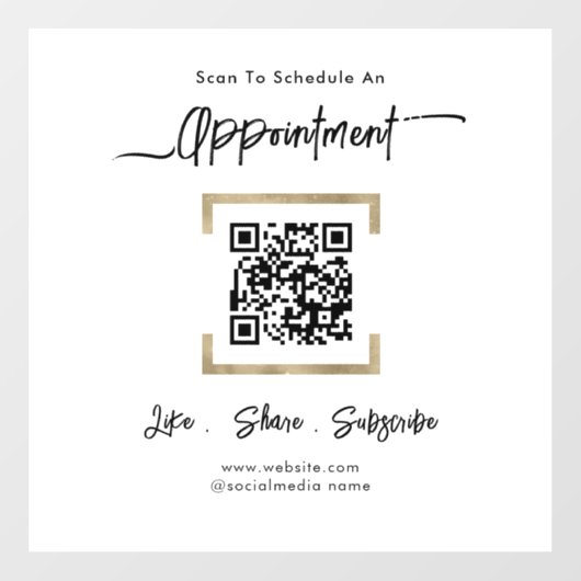 Afsprakenschema QR Code Venster Cling Raamsticker (Vel)