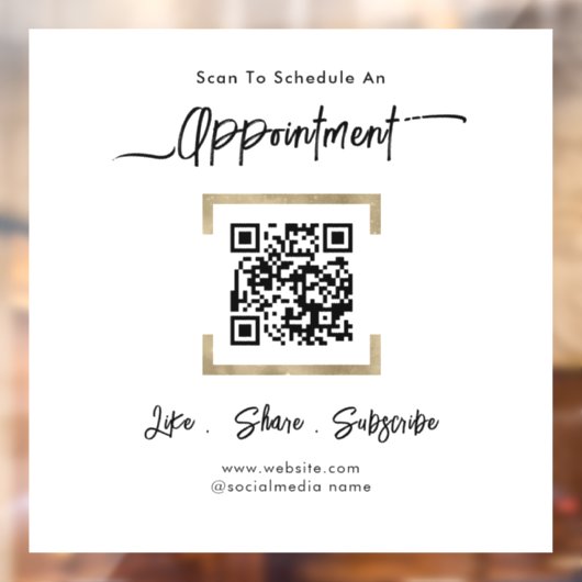 Afsprakenschema QR Code Venster Cling Raamsticker (Vel 2)