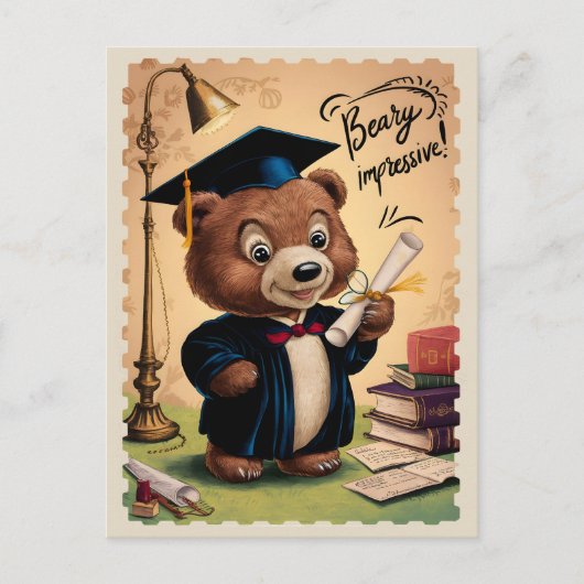 Afsstuderen Cute Vintage Beer Briefkaart (Voorkant)