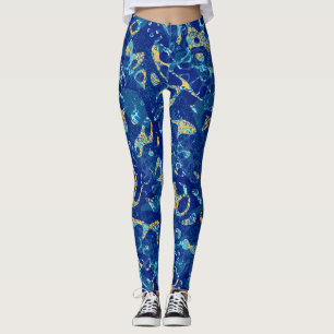 Afstand van marineblauw en gele afbeelding leggings