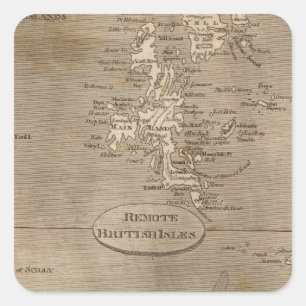 Afstandskaart Britse eilanden door Arrowsmith Vierkante Sticker
