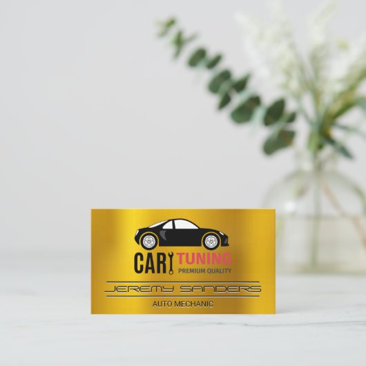 Afstelling van de auto | Goud metaal automatisch r Visitekaartje (Staand voorkant)