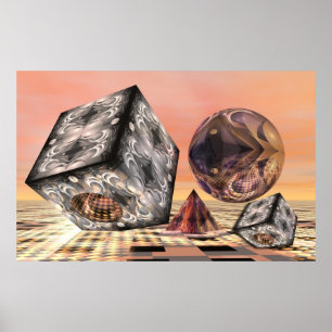 Afstotende geometrische vormen poster