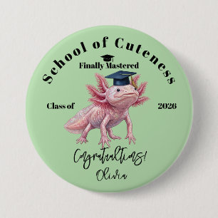 Afstudeer Axolotl Knop - Leuk Afstudeer Familie Tr Ronde Button 7,6 Cm