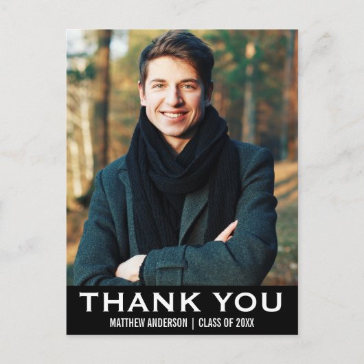 Afstudeer Dank Je Moderne Foto Postkaart BW (Voorkant)