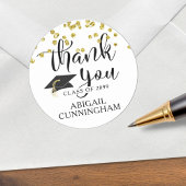 Afstudeer Goud Confetti Script HARTELIJK DANK Ronde Sticker