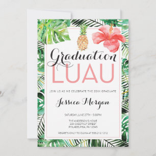 Afstudeer Luau Ananas Tropische Uitnodiging