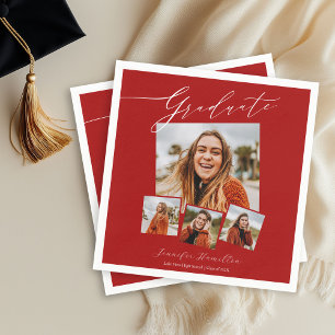Afstudeer Minimalistische Foto Grad Feest Servet