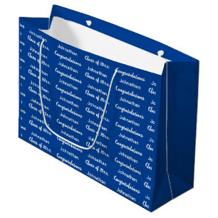Afstudeerblauw en witte felicitatie Afstudeer Groot Cadeauzakje