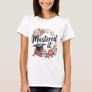 Afstudeerceremonie Bloemige Boeken Baret Elegant T-shirt