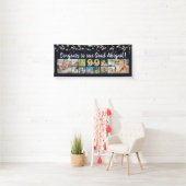 Afstudeerder 12 Foto Collage Black Gold Confetti Spandoek (Insitu)