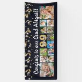 Afstudeerder 12 Foto Collage Black Gold Confetti Spandoek (Verticaal)