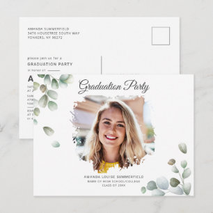 Afstudeerder 2022 Eucalyptus Succulent Greenery Af Uitnodiging Briefkaart