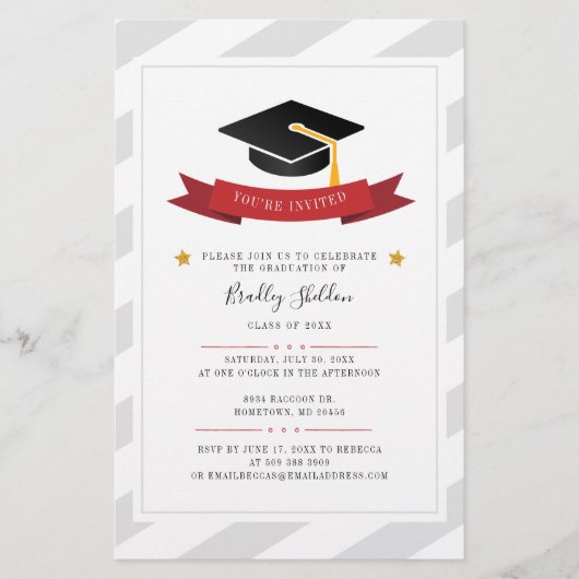 Afstudeerder 2022 Graduation Party Modern Invitati Briefpapier (Voorkant)