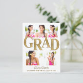 Afstudeerder Aankondiging Uitnodiging White Gold 6 (Staand voorkant)