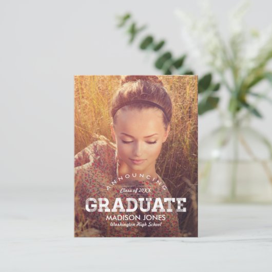 Afstudeerder Afstuderen Aankondiging /Uitnodiging (Staand voorkant)