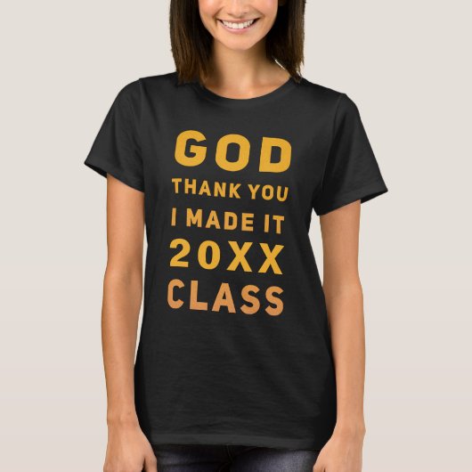 Afstudeerder Afstuderen Afstuderen Dank u God Cust T-shirt (Voorkant)