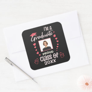 Afstudeerder Afstuderen de Klasse van het Afstuder Vierkante Sticker
