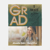 Afstudeerder Afstuderen Gouden Glitter Leuke Feite Fleece Deken (Voorkant)
