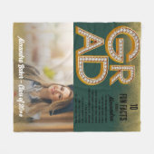 Afstudeerder Afstuderen Gouden Glitter Leuke Feite Fleece Deken (Voorkant (Horizontaal))