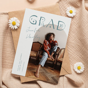 AFSTUDEERDER Blauwgroen boog mystieke Afstuderen a Bedankkaart