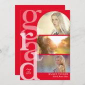 AFSTUDEERDER boog foto Modern rood Afstuderen uitn Bedankkaart (Voorkant / Achterkant)