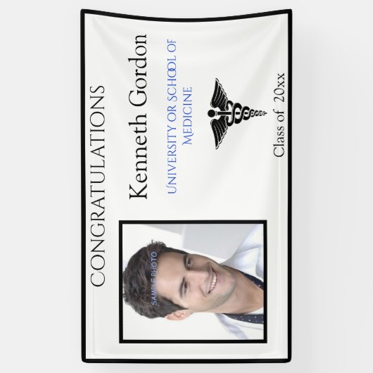 Afstudeerder Caduceus Black White Spandoek (Verticaal)