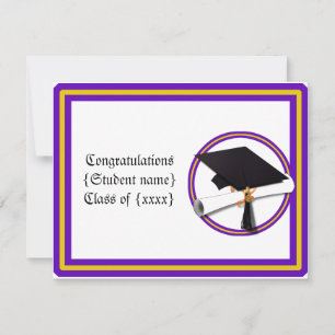 Afstudeerder Diploma School Colors Paars en Gold Kaart
