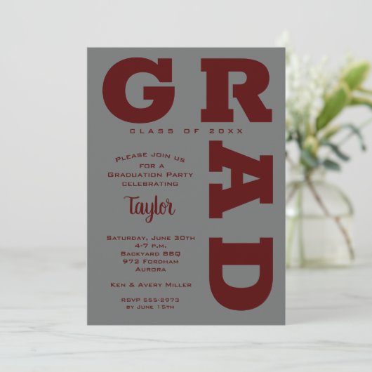 AFSTUDEERDER Donkere maron op grijs Afstuderen Kaart (Staand voorkant)